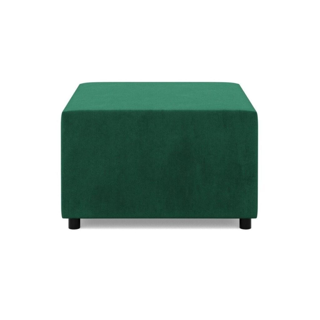 Pufa do salonu, podnóżek, BLOM, velvet, 71x71x40 cm, butelkowa zieleń