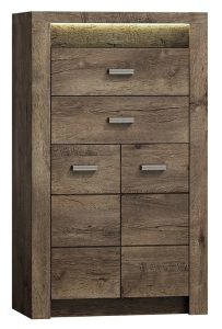 Komoda wysoka jesion ciemny – Filin 7X, nowoczesny design, kompaktowe wymiary, wysoka jakość