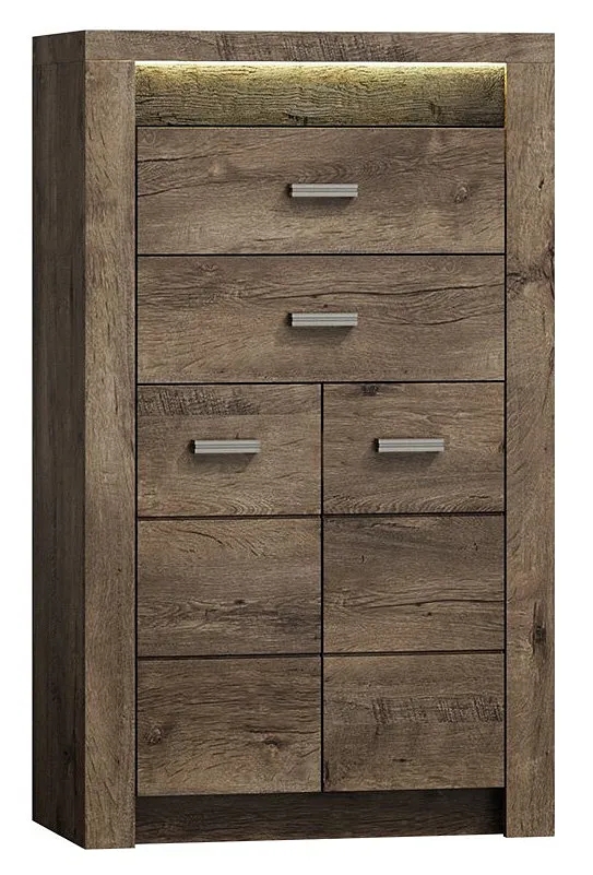 Komoda wysoka jesion ciemny – Filin 7X, nowoczesny design, kompaktowe wymiary, wysoka jakość