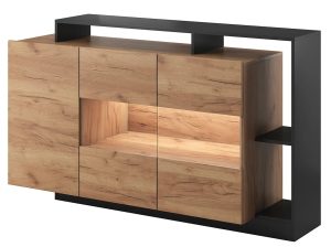 Komoda Vipo 3X – tradycyjny design, antracyt, dąb craft złoty, wysoka jakość