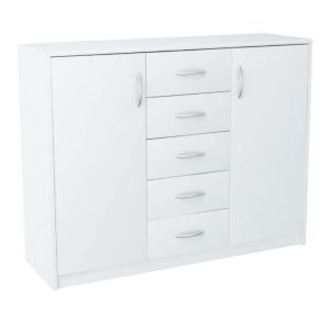 Komoda z szufladami do sypialni, Classic, 110x35x85 cm, biel, mat