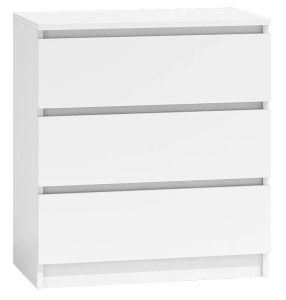 Biała minimalistyczna komoda na ubrania – funkcjonalność, nowoczesny design, 70 cm szerokości, płyta laminowana