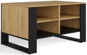 Stolik kawowy nowoczesny z półkami dąb artisan + czarny – Renfi 8X