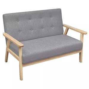 Jasnoszara sofa 2-osobowa – Sybis, luksusowy design, minimalistyczny styl, tkanina Alcantar Pro
