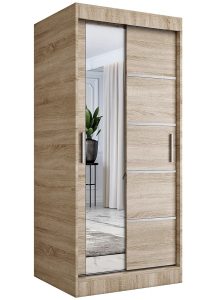 Szafa przesuwna Ebia 2X – dwa układy wnętrza, dąb sonoma, 90x60x200 cm, płyta laminowana