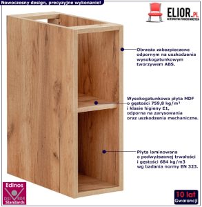 Szafka łazienkowa z odkrytymi półkami – Lunios 8X, dąb craft złoty, 20 cm szerokości