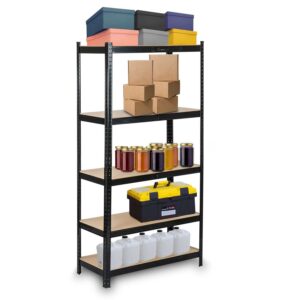 Regał metalowy magazynowy Humberg HR-813 – 5 półek, czarny, 90x40x180 cm, stal ocynkowana