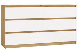 Stylowa komoda w nowoczesnym stylu biały + dąb artisan – Berta 2X 140 cm