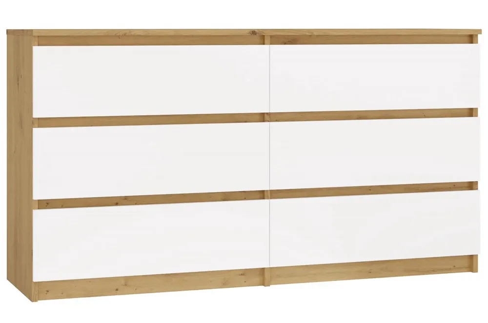 Stylowa komoda w nowoczesnym stylu biały + dąb artisan – Berta 2X 140 cm