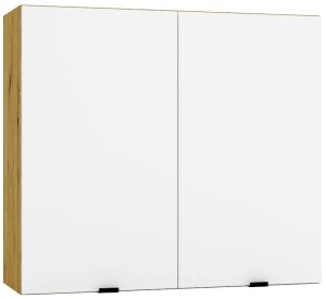 Dwudrzwiowa szafka kuchenna górna 80 cm biały + dąb artisan – Elandro 23X