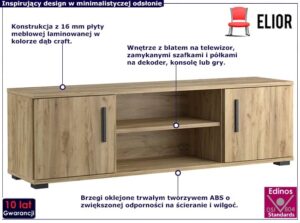 Stojąca szafka rtv dąb craft – Lamans 10X, funkcjonalna, elegancka, 140 cm