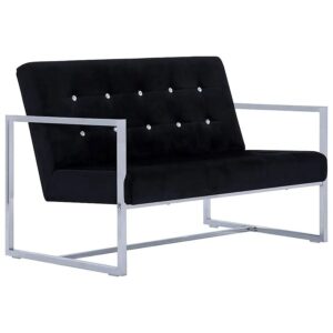 Zgrabna 2-osobowa sofa Aparro – aksamit, czarna, komfortowa i nowoczesna