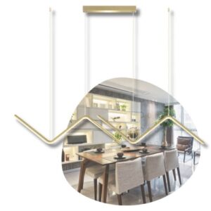 Lampa wisząca zygzak złota – nowoczesny design, zintegrowane LED, metal, tworzywo
