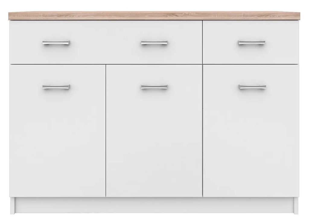 Biała Komoda Z Szafkami I 2 Szufladami 120 Cm E9-C96