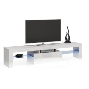 Stolik, szafka RTV, Deko, 160x40x45 cm, biały, połysk