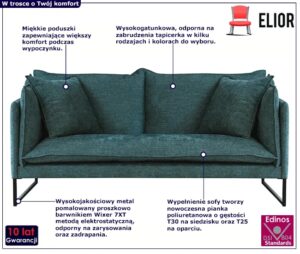 Nowoczesna sofa z poduszkami N7-L83 – wygodne siedzisko, 27 kolorów, metalowe nogi, wysoka jakość