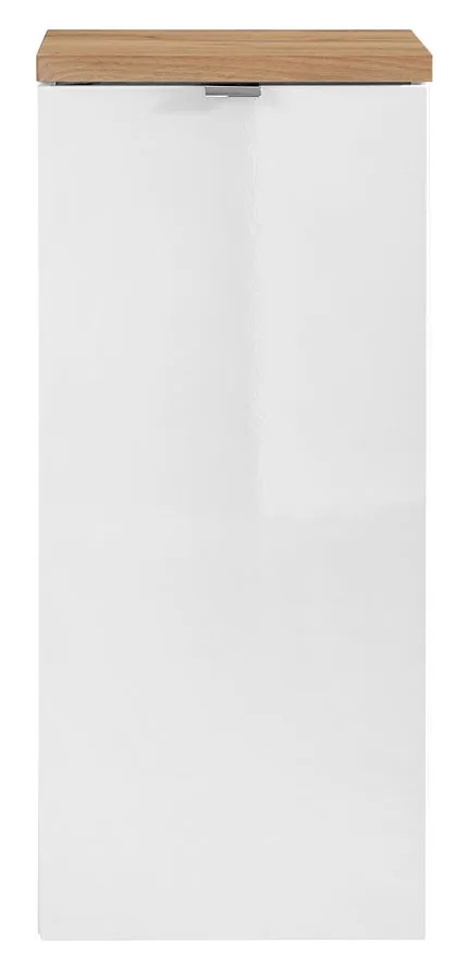 Półsłupek Łazienkowy Z Koszem Na Pranie 60 Cm S4-B44 – nowoczesny design, biały kolor, materiał MDF