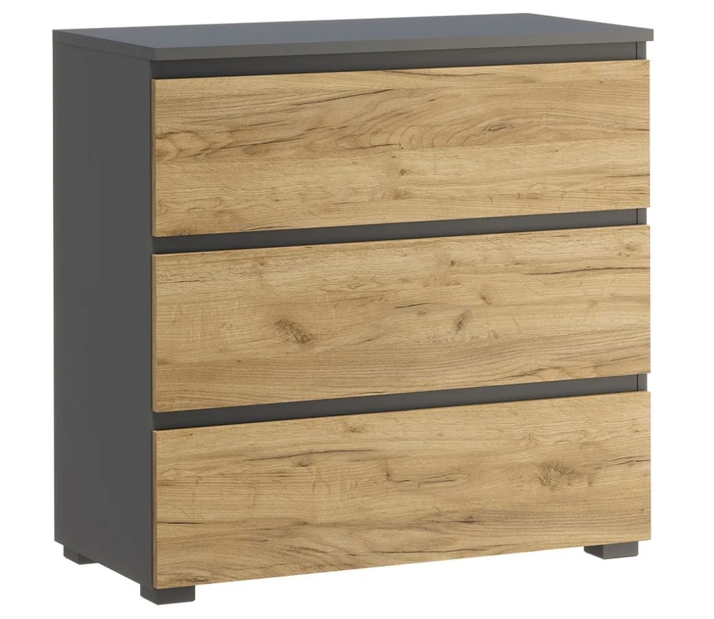 Nowoczesna komoda z szufladami antracyt + dąb craft 80 cm – Elsinor 3X