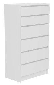 Komoda do sypialni, salonu, M6, 70x40x132 cm, biel, mat