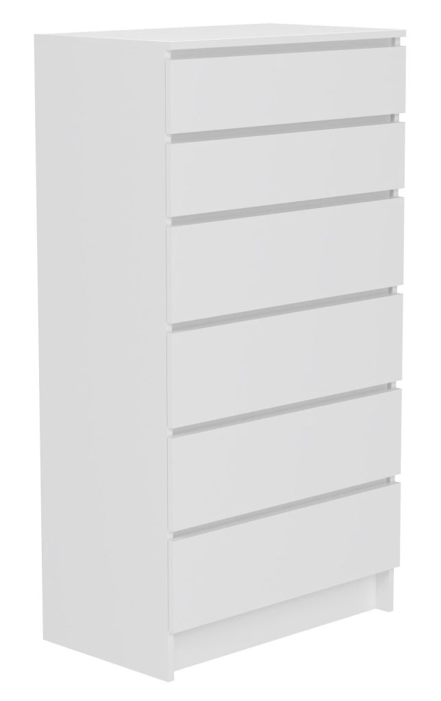 Komoda do sypialni, salonu, M6, 70x40x132 cm, biel, mat