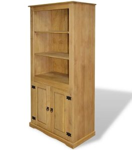 Drewniany brązowy kredens – Wobis, meksykański styl Corona, naturalne drewno sosnowe, 80x40x170 cm