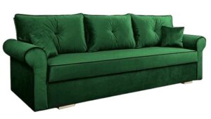 Rozkładana kanapa z funkcją spania – funkcjonalność i elegancja, butelkowa zieleń, 195×140 cm, tkanina Kronos
