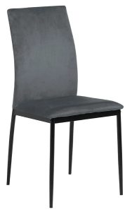 Welwetowe krzesło szare – Perselia 2X, nowoczesny design, miękka tapicerka, metalowa podstawa