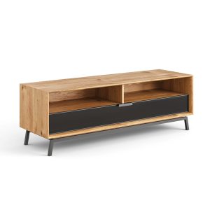 Szafka RTV 2.1 dębowa ze szkłem średnia Modern Loft