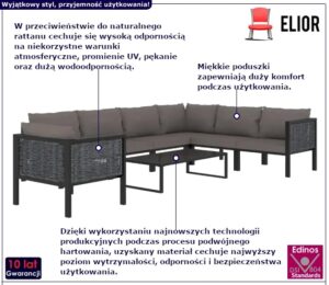 8 częściowy zestaw ogrodowy z poduszkami R7-C00 – modułowa konstrukcja, antracytowy, technorattan