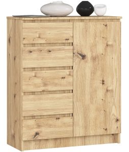Komoda z 5 szufladami i półkami dąb artisan – Werta