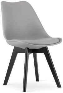 Komplet szarych ergonomicznych krzeseł z czarnymi nogami 4 szt. – Ares 4S, nowoczesny styl skandynawski, trwałe materiały, wysoka jakość