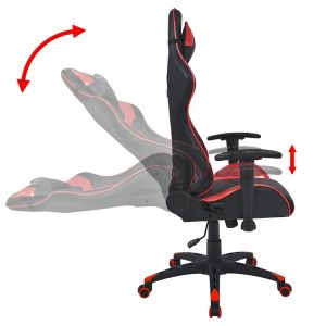 Czarno-czerwony fotel gamingowy Morena – ergonomiczny, z poduszkami, skóra ekologiczna