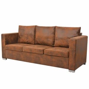 Przytulna brązowa sofa trzyosobowa – Pelagio 3Q, komfortowa, elegancka, ekoskóra