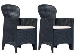 Antracytowe fotele na balkon z poduszkami 2 szt. – Wila, stylowe, ergonomiczne, materiał Balter Premium