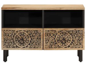 Szafka Pod Telewizor Ze Zdobieniami D6-P10 – lite drewno mango, brązowa, 70x46x33 cm
