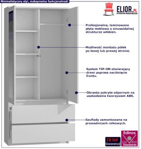 Biała minimalistyczna szafa z lustrem – Bafix