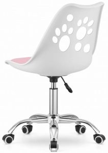 Biało-różowe krzesło do biurka dla dziewczynki – ergonomiczne, obrotowe, motyw zwierząt