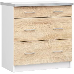 Dolna szafka komoda kuchenna dąb sonoma 80 cm – skandynawski design, wysoka funkcjonalność, biały blat