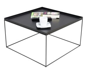 Czarny stolik kawowy w stylu industrialnym – metalowa konstrukcja, minimalizm, 65×65 cm