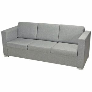 Trzyosobowa jasnoszara sofa loftowa – Telva 3Q, styl loftowy, wygodne siedzisko, tkanina Alcantara Pro