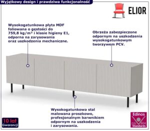 Kaszmirowa nowoczesna szafka RTV K9-N51 – funkcjonalność i elegancja, kolor kaszmir, szerokość 200 cm