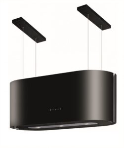 MAAN SANTINA BLACK 80 CM – nowoczesny okap wyspowy, czarne szkło, wysoka wydajność