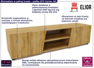Nowoczesna szafka RTV na nóżkach dąb craft – Allon 4X, funkcjonalność, trwałość, elegancja