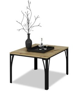 Industrialny stolik kawowy Dimea 4X – nowoczesny design, czarny, dąb artisan, 65x65x45 cm