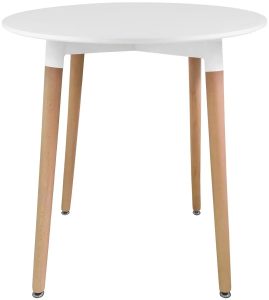 Biały okrągły stół na drewnianych nogach 80 cm – Minte 4X