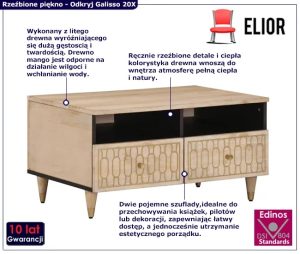 Prostokątny niski stolik kawowy z szufladami – Nolen 20X
