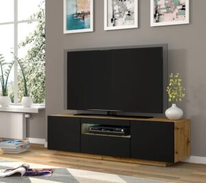Szafka rtv stojąca lub wisząca dąb artisan + czarny – Talmis 3X – nowoczesny design, funkcjonalność, wysoka jakość