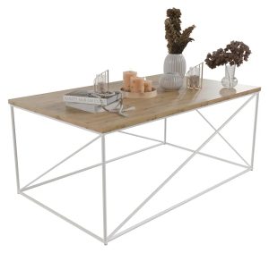 Skandynawski stolik kawowy biały + dąb artisan – Cordani 5X