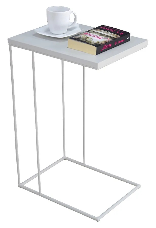 Biały stolik pomocniczy – Martix 3X, nowoczesny design, metal, płyta laminowana