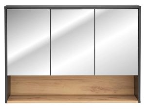 Wisząca Szafka Łazienkowa Z Lustrem A3-R92 – nowoczesny design, szary + dąb artisan, 120 cm